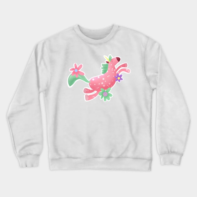 Pink Unicorn Crewneck Sweatshirt by LoneJensen